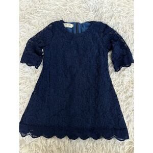 April Girl Sz. 110 Blue Lace Soft Lined Dress. Cute, Exc. Condition